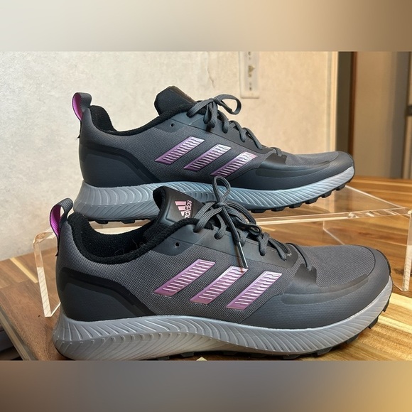 Adidas Runfalcon 2.0 TR Dark Grey/Purple Lace Up Trail Running Sneakers Size 11 - Picture 2 of 9